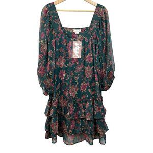 Band of the Free Mandy Dress Size Large Pine Berry Paisley Floral Ruffled NWT